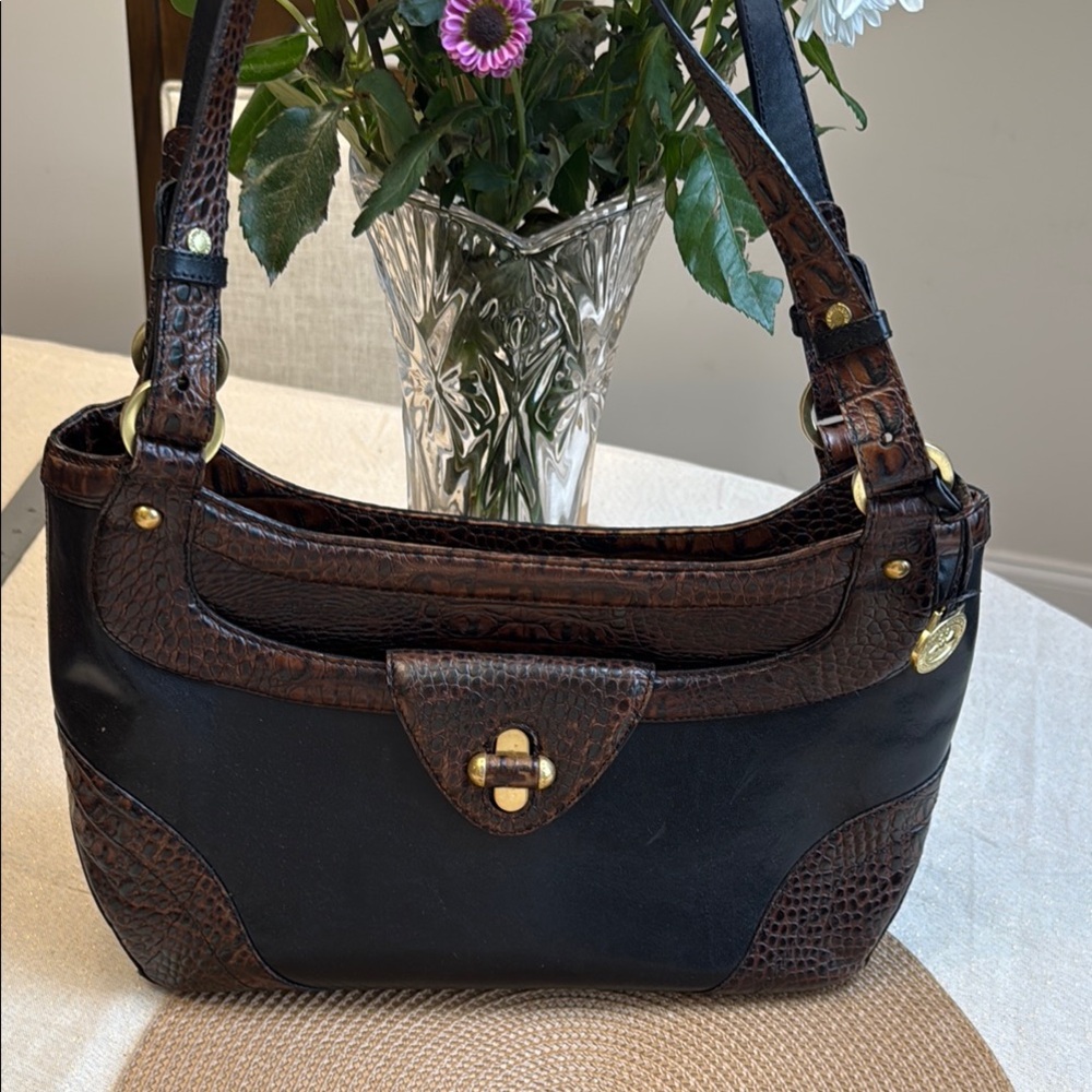 Brahmin Vintage Black and Brown Women's Handbag